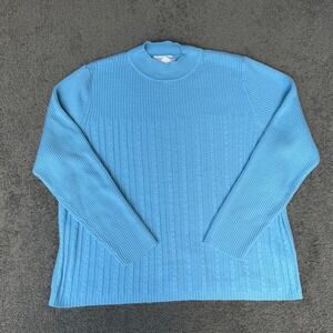 Sag Harbor Woman Light Blue Mock Neck Cable Knit Sweater Plus Size 1X H64254